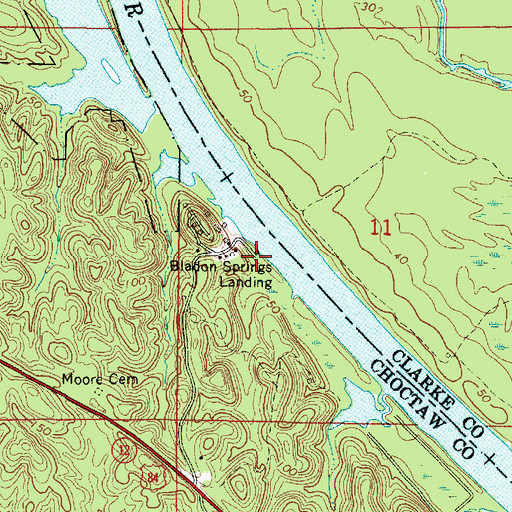 Topographic Map of Bladon Springs Landing, AL
