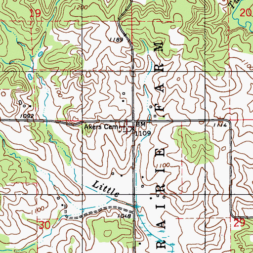 Topographic Map of Akers Cemetery, WI