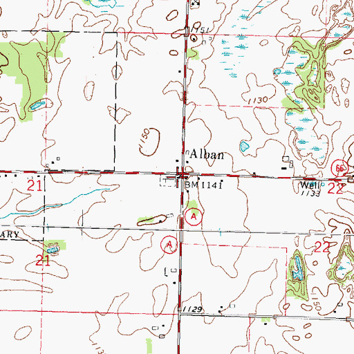 Topographic Map of Alban, WI