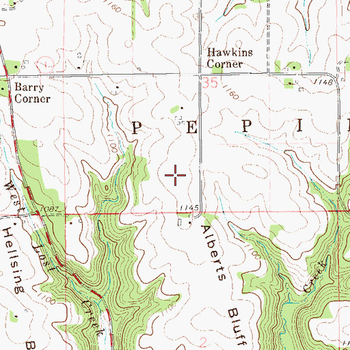 Topographic Map of Alberts Bluff, WI