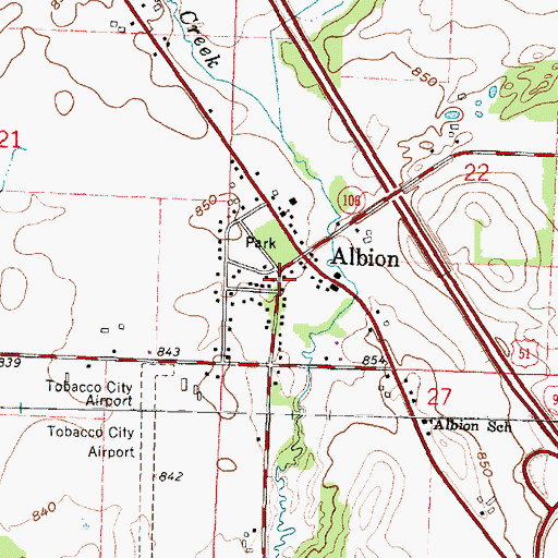 Topographic Map of Albion, WI