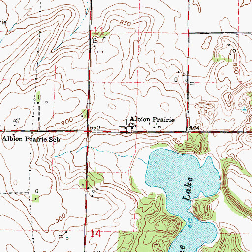 Topographic Map of Albion Prairie Church, WI