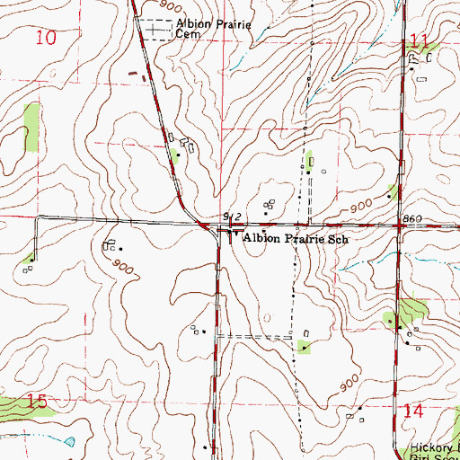 Topographic Map of Albion Prairie School, WI