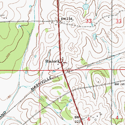 Topographic Map of Blalock, AL