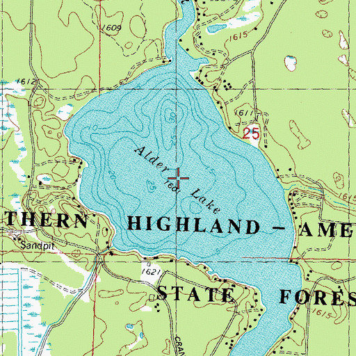 Topographic Map of Alder Lake, WI