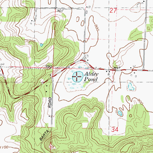 Topographic Map of Alder Pond, WI