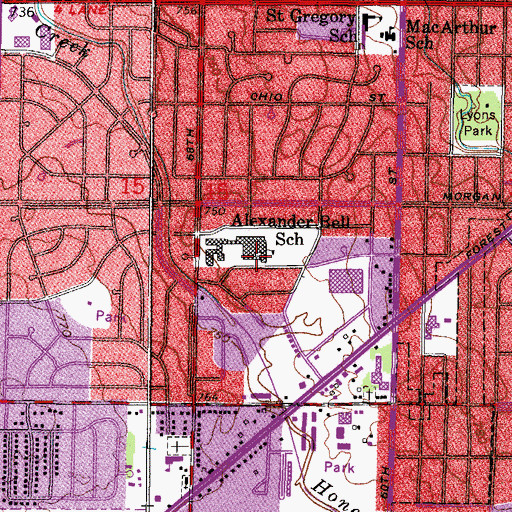 Topographic Map of Bell Middle School, WI