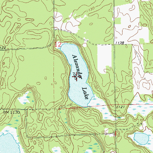 Topographic Map of Alexander Lake, WI