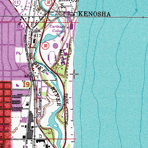 Topographic Map of Alford Park, WI