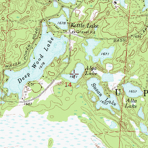 Topographic Map of Alga Lake, WI