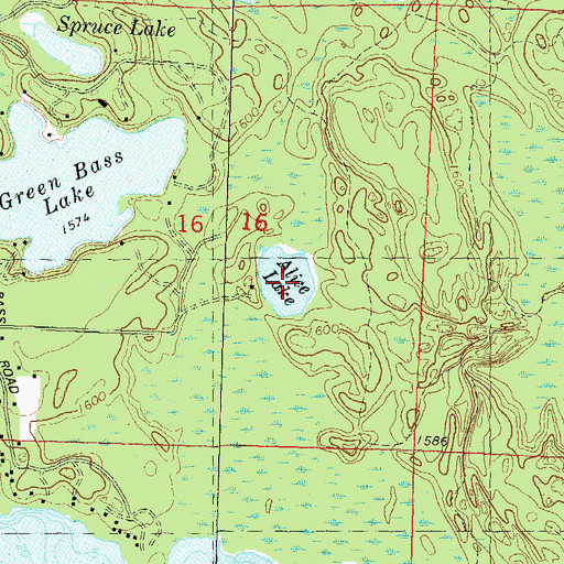 Topographic Map of Alice Lake, WI