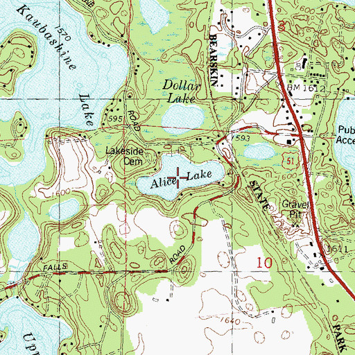 Topographic Map of Alice Lake, WI