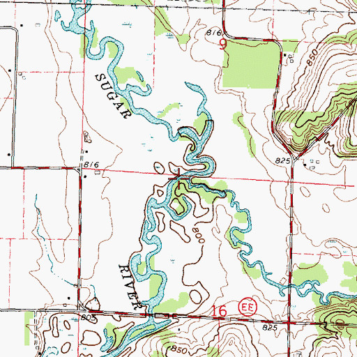 Topographic Map of Allen Creek, WI