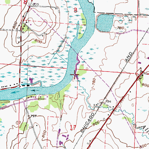 Topographic Map of Allen Creek, WI