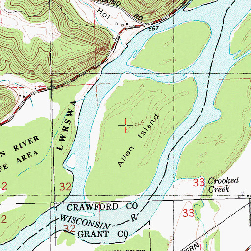 Topographic Map of Allen Island, WI