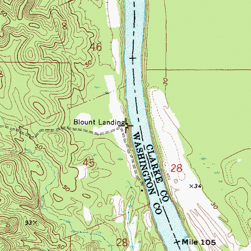 Topographic Map of Blount Landing, AL