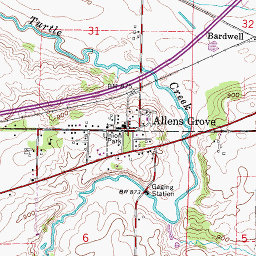 Topographic Map of Allens Grove, WI