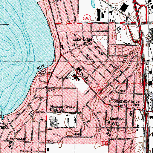 Topographic Map of Allis Elementary School, WI