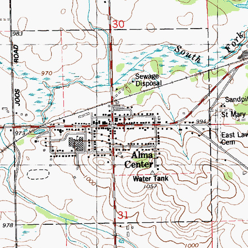 Topographic Map of Alma Center, WI