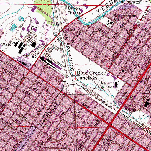 Topographic Map of Blue Creek Junction, AL