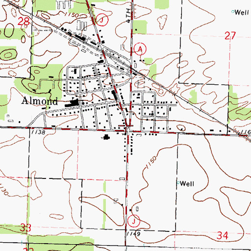 Topographic Map of Almond, WI