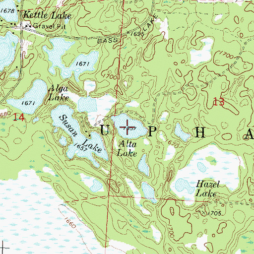 Topographic Map of Alta Lake, WI