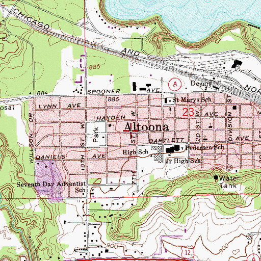 Topographic Map of Altoona, WI