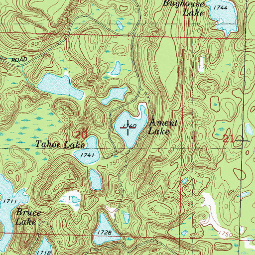 Topographic Map of Ament Lake, WI