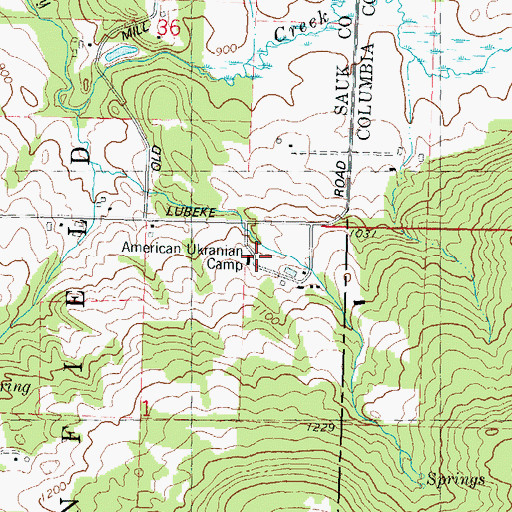 Topographic Map of American Ukranian Camp, WI