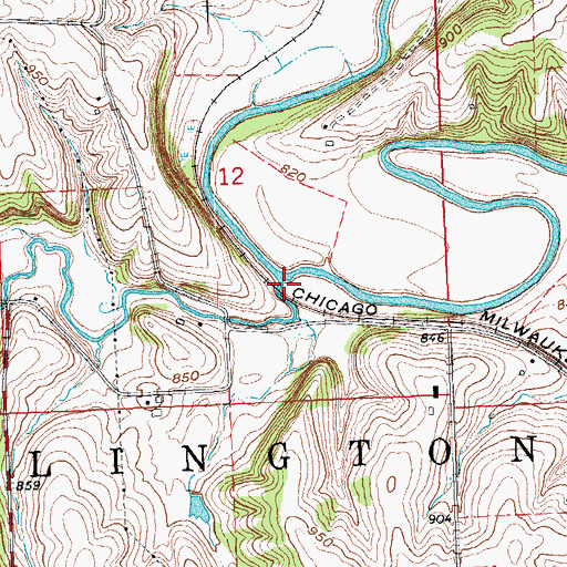 Topographic Map of Ames Branch, WI