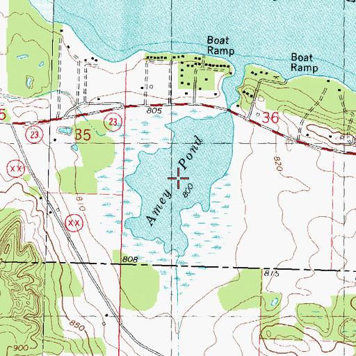 Topographic Map of Amey Pond, WI