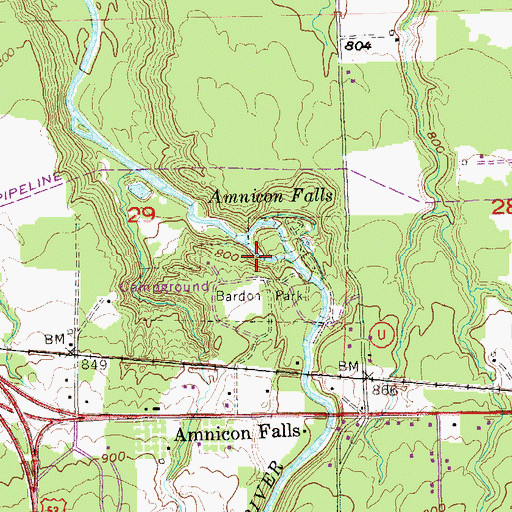Topographic Map of Amnicon Falls, WI