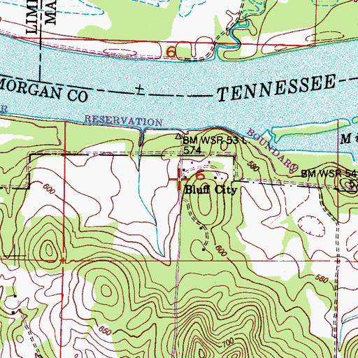 Topographic Map of Bluff City, AL