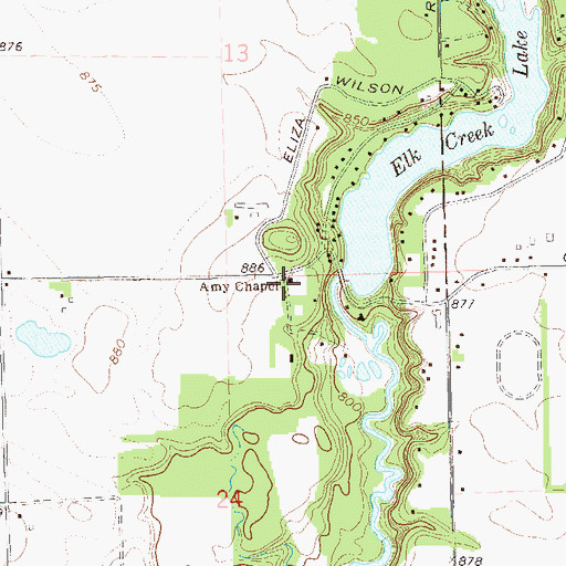 Topographic Map of Amy Chapel, WI