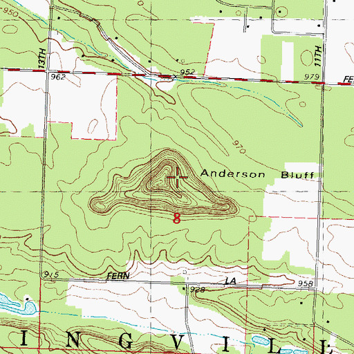 Topographic Map of Anderson Bluff, WI