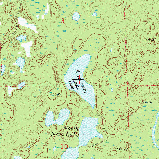 Topographic Map of Anderson Lake, WI