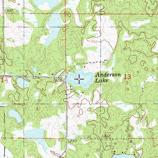 Topographic Map of Anderson Lake, WI