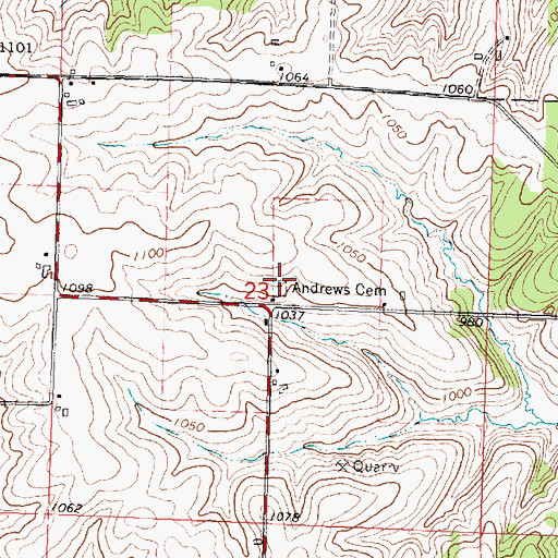 Topographic Map of Andrews Cemetery, WI