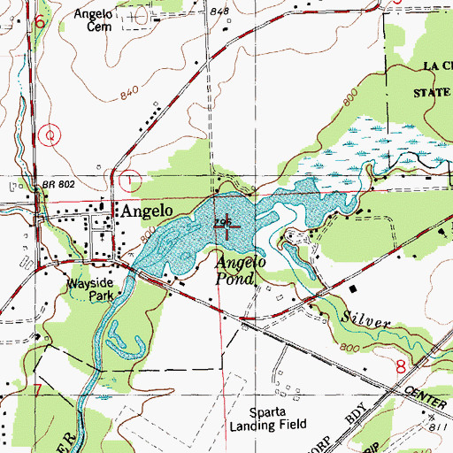 Topographic Map of Angelo Pond, WI