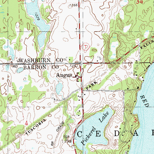 Topographic Map of Angus, WI