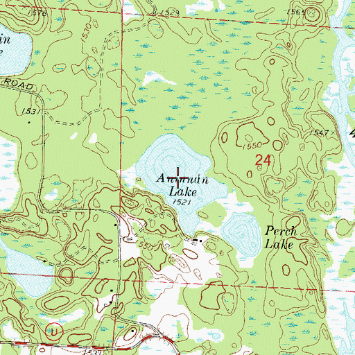 Topographic Map of Aninnan Lake, WI