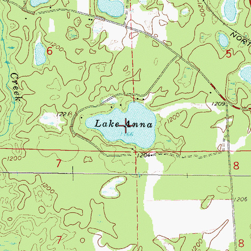 Topographic Map of Lake Anna, WI