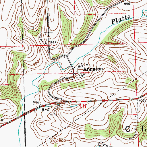 Topographic Map of Annaton, WI