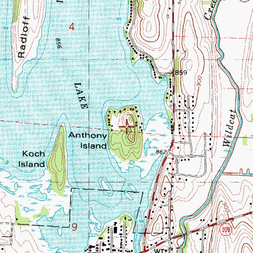 Topographic Map of Anthony Island, WI