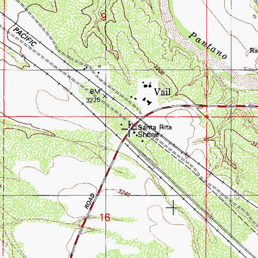 Topographic Map of Santa Rita Shrine, AZ