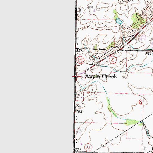 Topographic Map of Apple Creek, WI