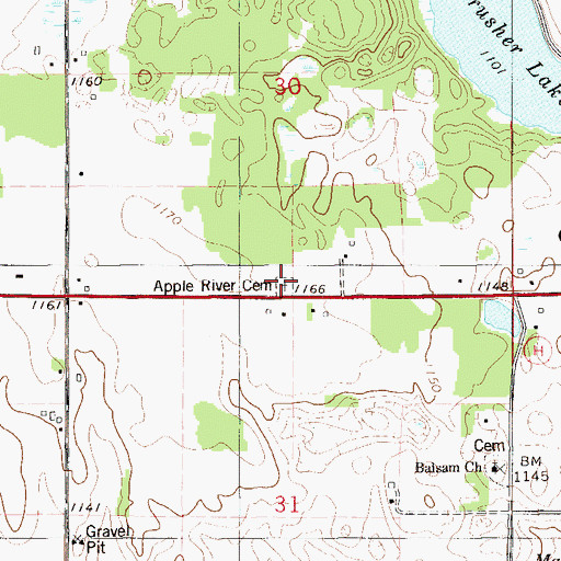 Topographic Map of Apple River Cemetery, WI