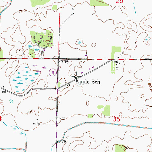 Topographic Map of Apple School, WI