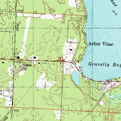 Topographic Map of Arbor Vitae, WI