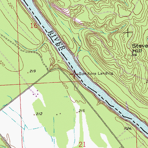 Topographic Map of Bon Acre Landing, AL